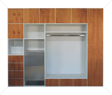 Gaderobe Kirsche geölt, mdf, Aluminium ca. 250 cm * 300 cm