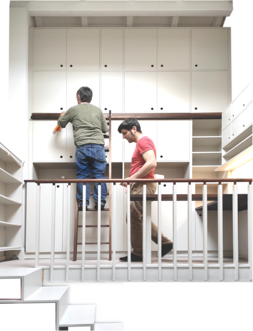 Galerieausbau Treppenschrank | Geländer | Arbeitstisch | Schrankwandf Treppenschrank mdf