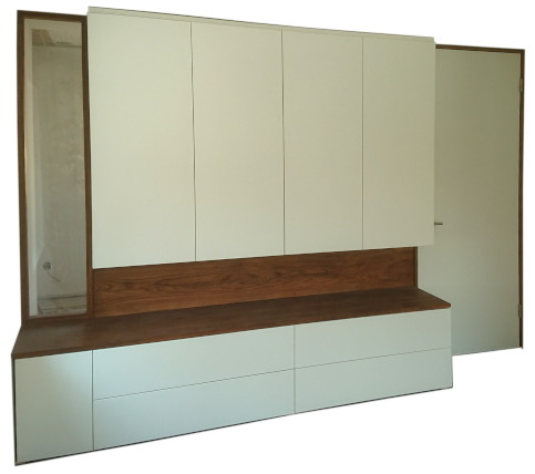 Raumteiler mit Tür mdf + Nussbaum