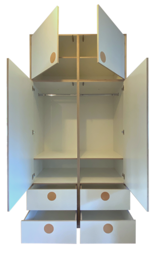 Schrankelement Multiplex mit Lederpads